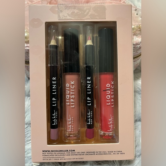 Nicole Miller Other - Nicole Miller Lip Liner and Liquid Lipstick Trio - Bold Red and Soft Pink